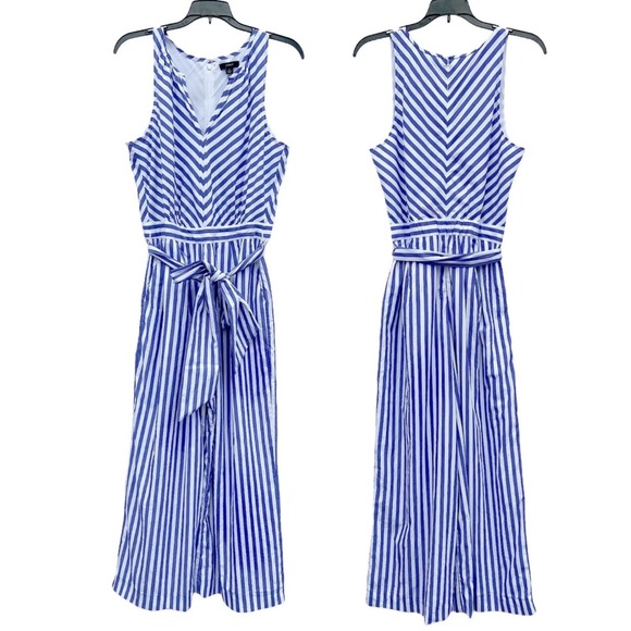 J. Crew Pants - J.Crew striped cotton poplin wide leg jumpsuit size 2